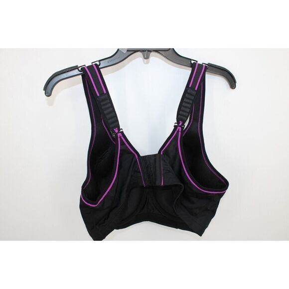 CACIQUE Adjustable Strap MAX SUPPORT Lined Sports Bra 42DD Black/Purple - Picture 4 of 8